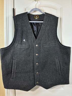 Wyoming Traders Wool Vest Gray Western Cowboy Ranch Workwear USA Style, 3X